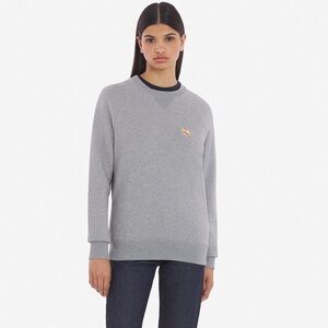 MAISON KITSUNE Unisex Chillax Fox Patch Classic Sweatshirt Grey Melange Size XS